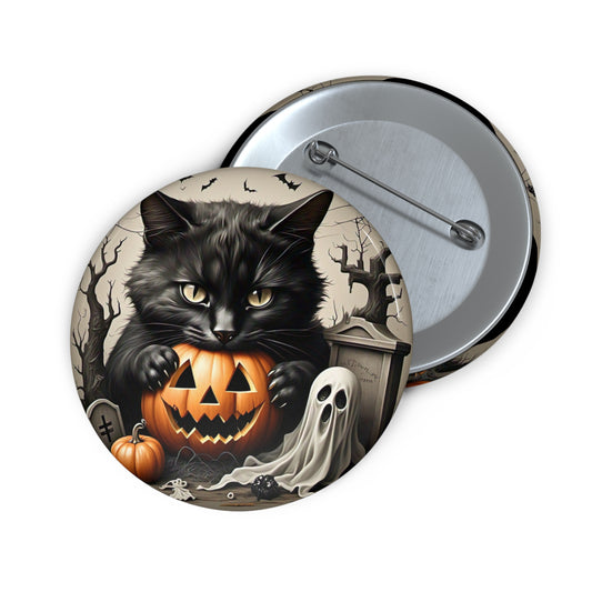 Halloween Black Cat Pin Button,Halloween Brooch,Spooky Accessory,Scary