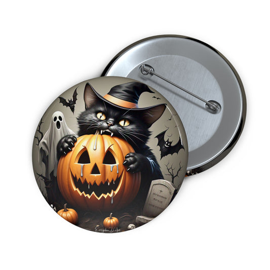 Halloween Black Cat Pin Button,haunted,Brooch,Holiday gift,Accessory,Spooky Pin