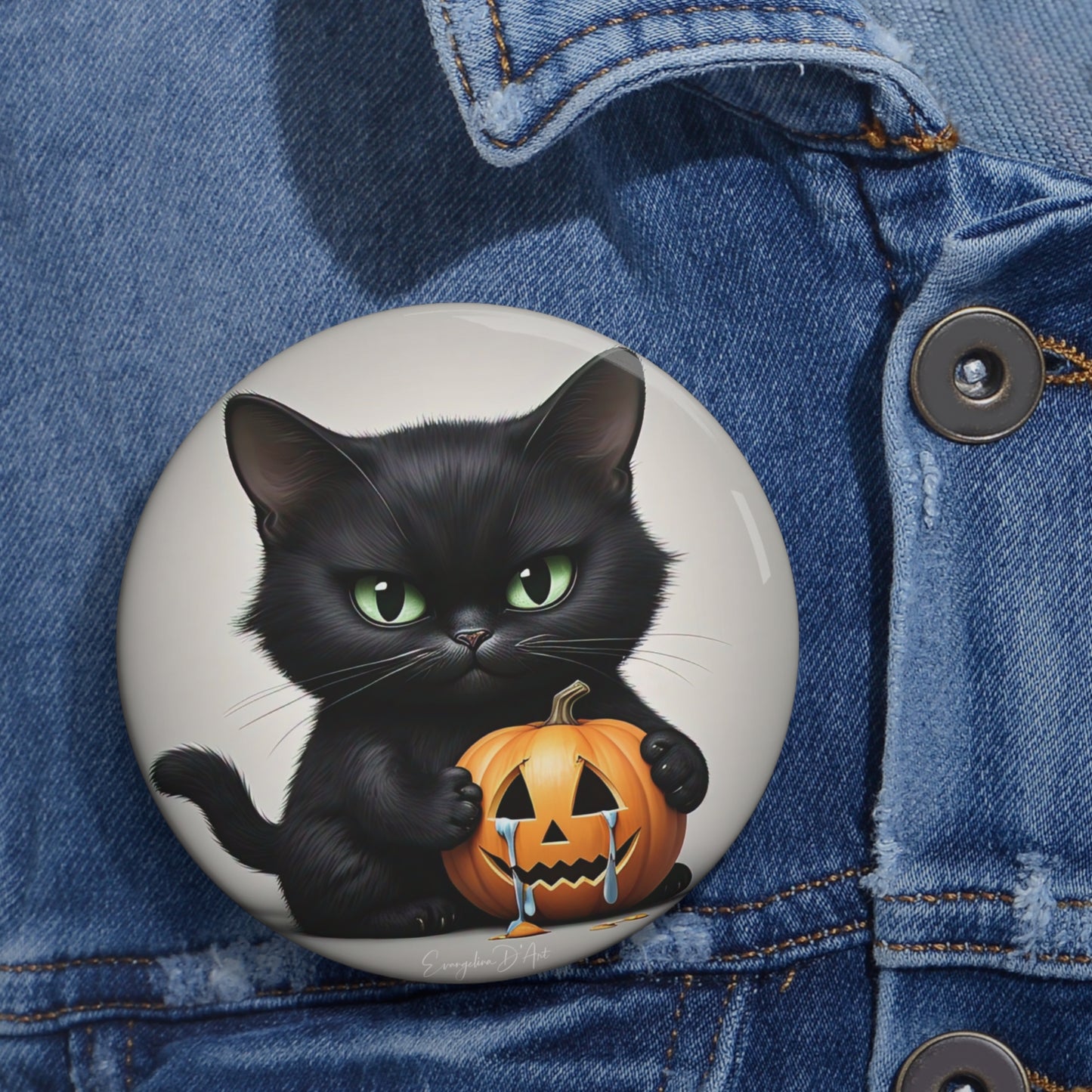 Cute Halloween Black Cat,Pin Button,Holiday Gift,Accessory,Spooky,Collectible