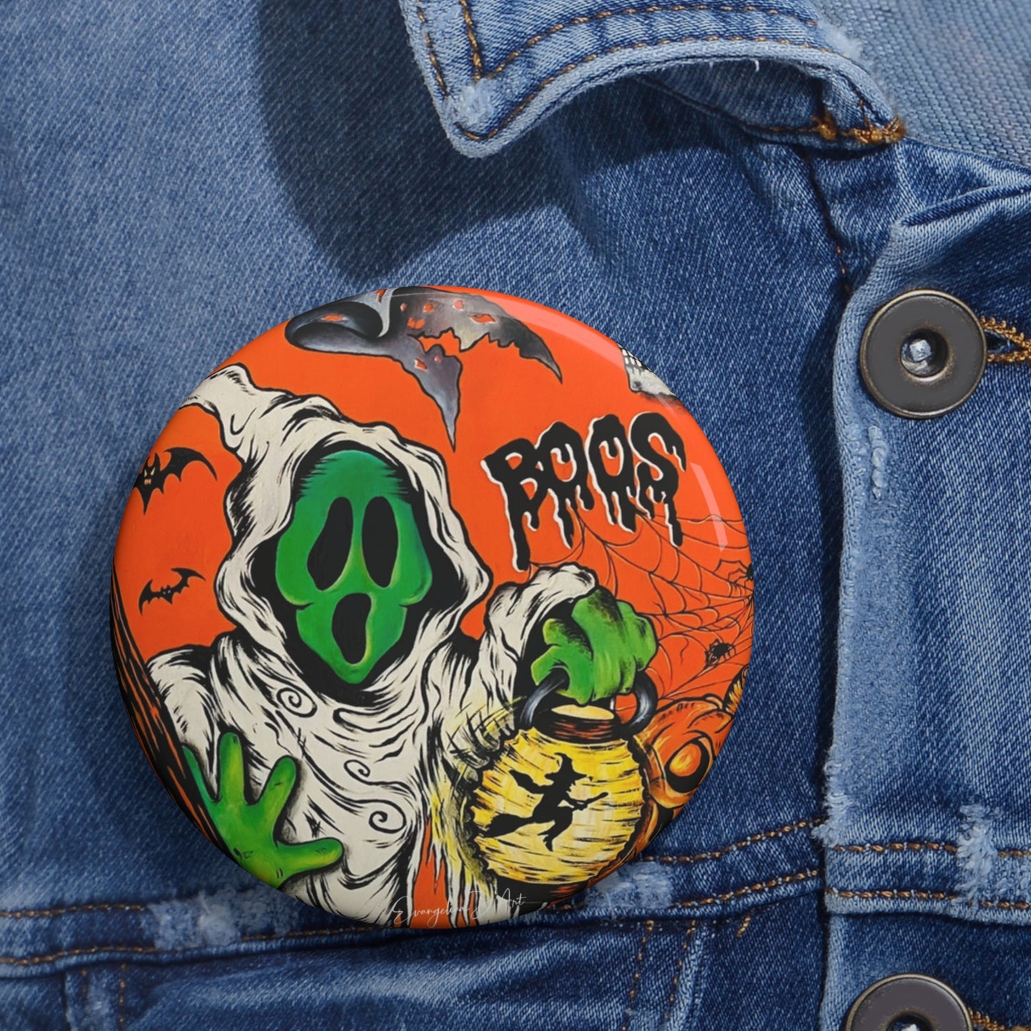 Vintage Halloween Ghost Pin Button,Spooky Accessory,Collectible,Trick or Treat