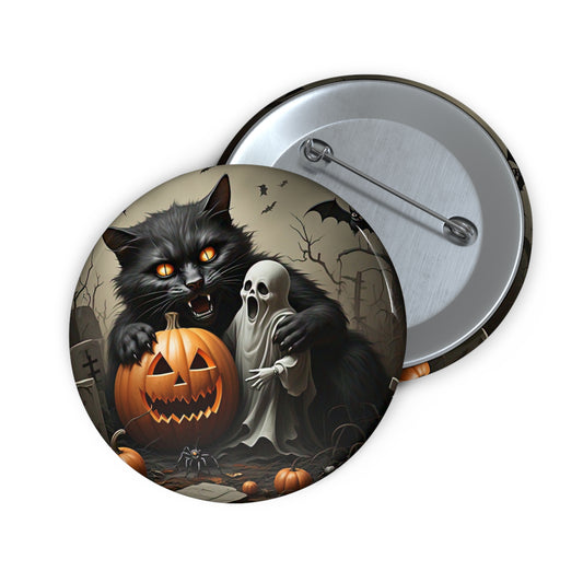 Halloween Black Cat Pin Button,Ghost,Grave,Bat,Jack-o-lantern,Brooch,Collectible