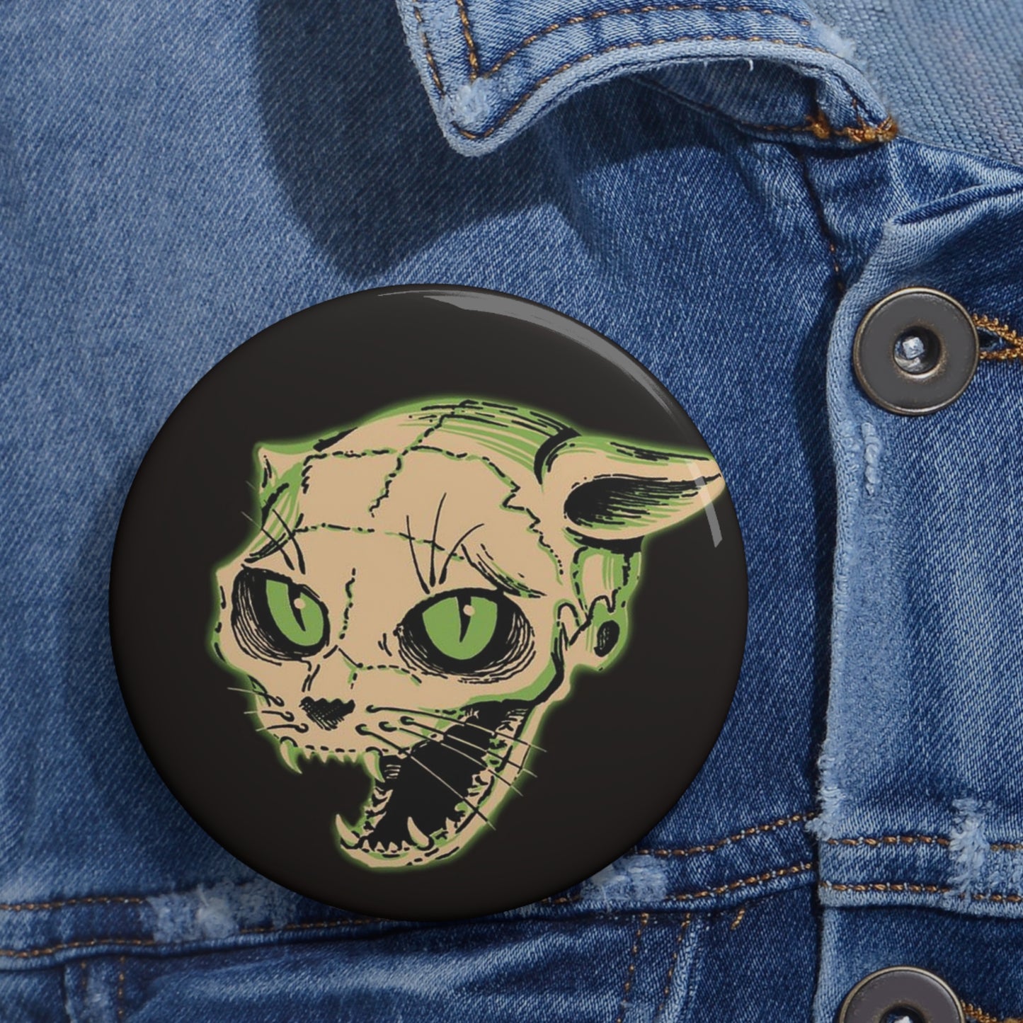 Retro Halloween Cat Pin Button,Vintage Badge,Witchy Accessories,All Hallows Eve