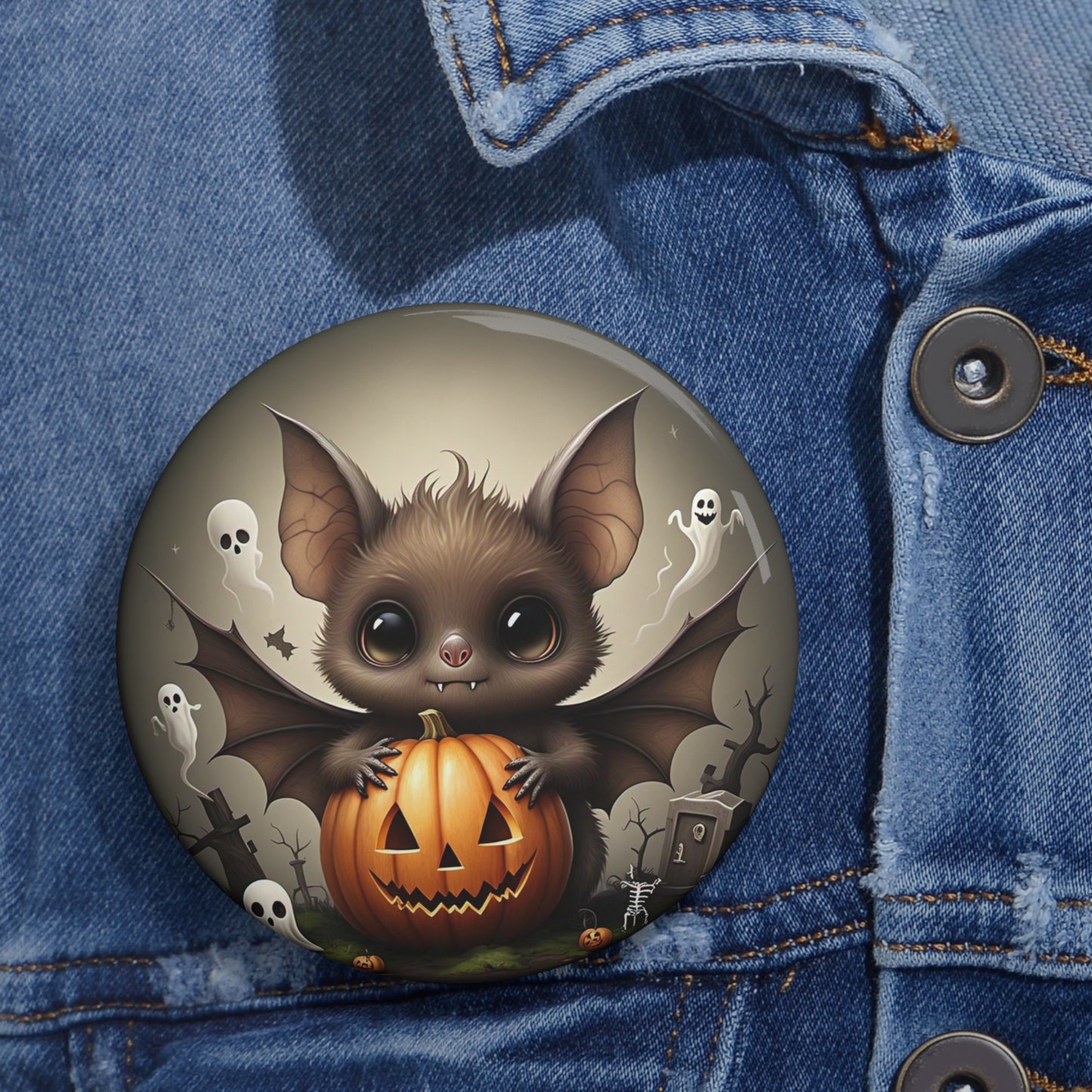 Bat Pin Button,Ghost,Pumpkin,Spooky,Halloween costume,Accessories,Trick or Treat