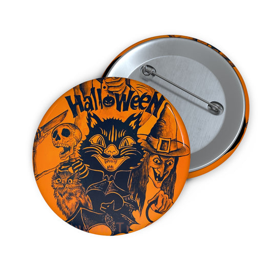 Black cat Pin Button,Skeleton,Witch,Brooch,Retro,Jack-o-lantern,Collectible,Boo