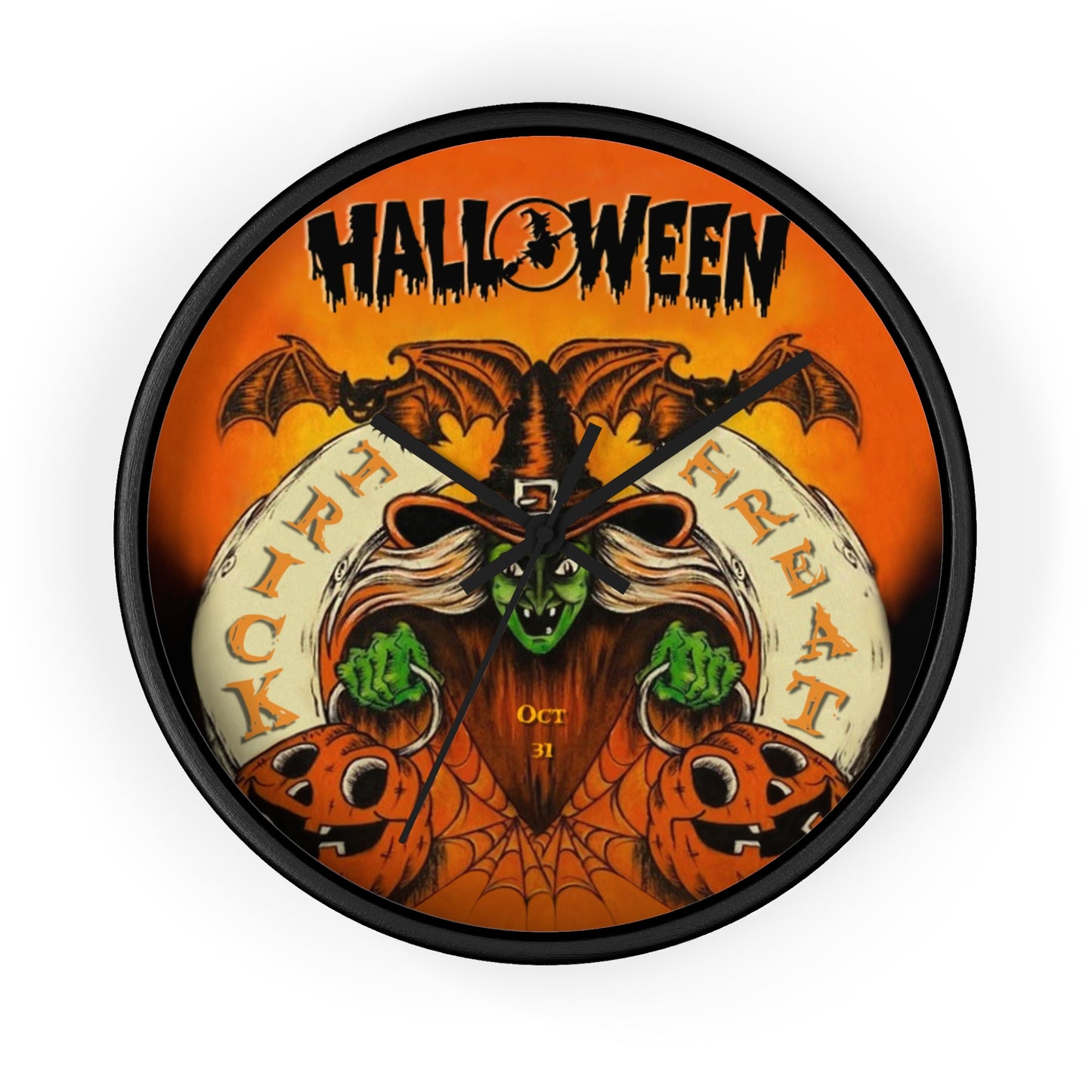 Halloween Wall Clock, Spooky Decor, Trick or Treat Timepiece, Witchy Home, Witch