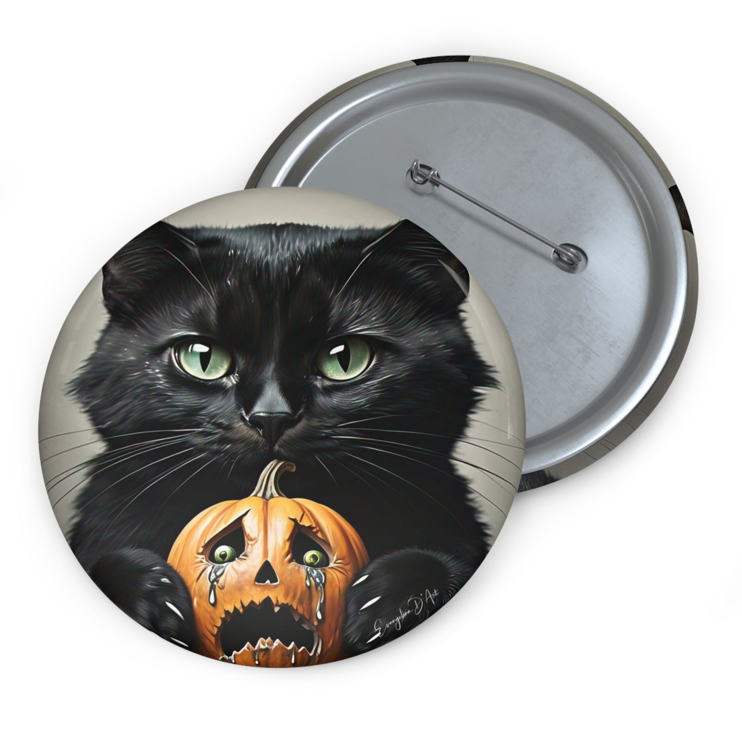 Black Cat Pin Button,Halloween Badge,Custom Pin Buttons,Cat Lover Gift,Haunted