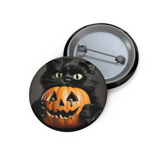 Halloween Black Cat,Pin Button,Brooch,Holiday Gift,Accessory,Trick or Treat,Boo