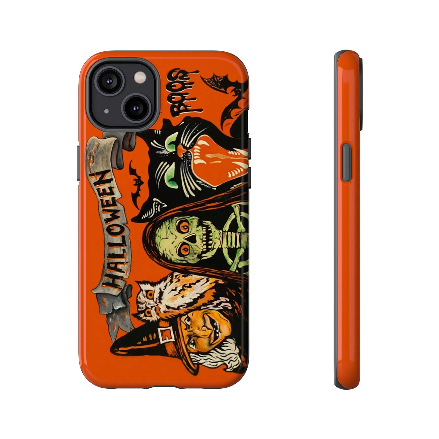 Vintage Halloween Phone Case,Tough Phone Cover,Spooky Accessory, Witch, Cat, Owl