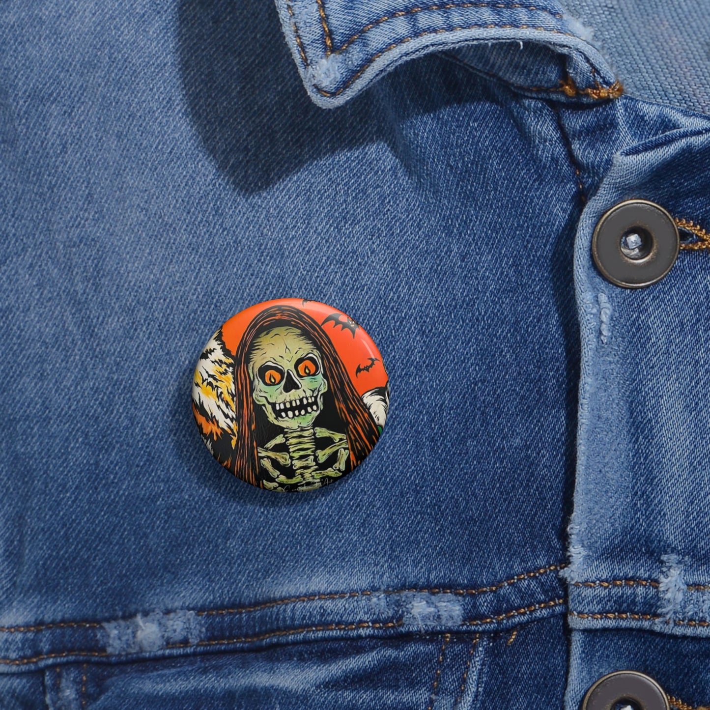 Vintage Halloween Skeleton Pin Button,Owl,Halloween costume,collectibles,retro