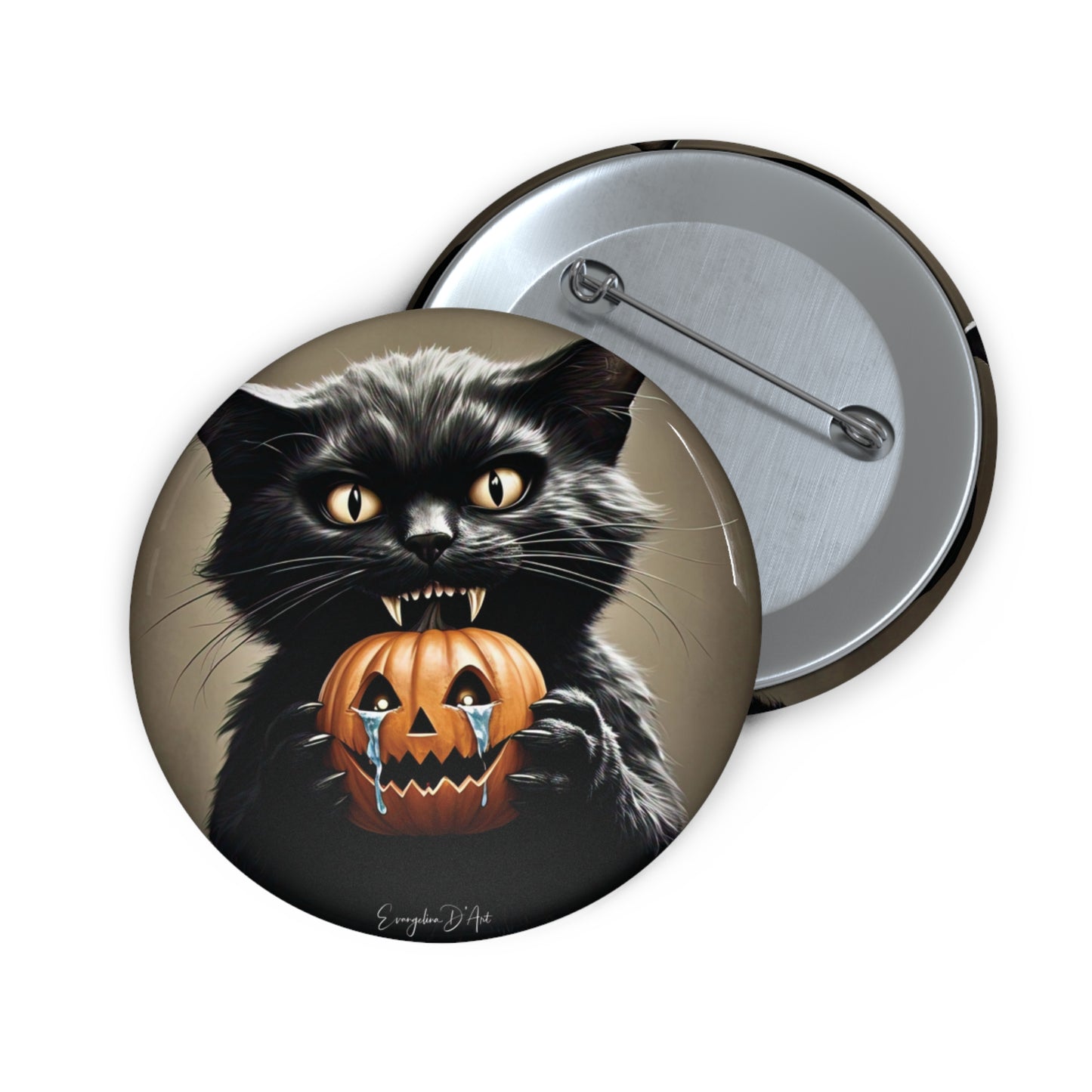 Halloween Pin Button,Scary,Black Cat,Brooch,Badge,Retro,Holiday Accessory,Spooky