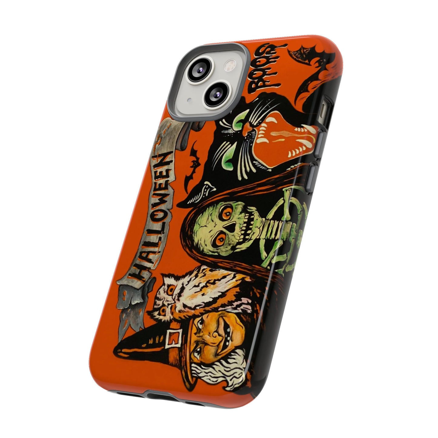 Vintage Halloween Phone Case,Tough Phone Cover,Spooky Accessory, Witch, Cat, Owl