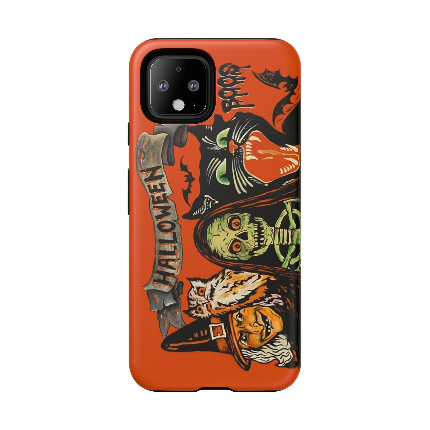 Vintage Halloween Phone Case,Tough Phone Cover,Spooky Accessory, Witch, Cat, Owl