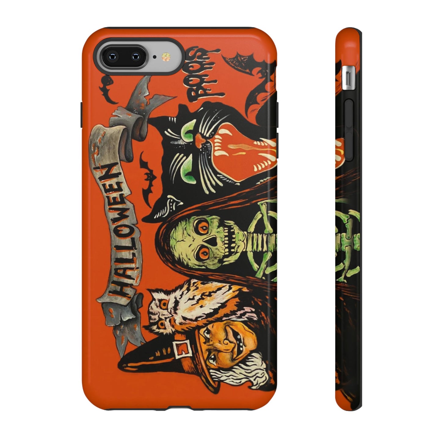 Vintage Halloween Phone Case,Tough Phone Cover,Spooky Accessory, Witch, Cat, Owl