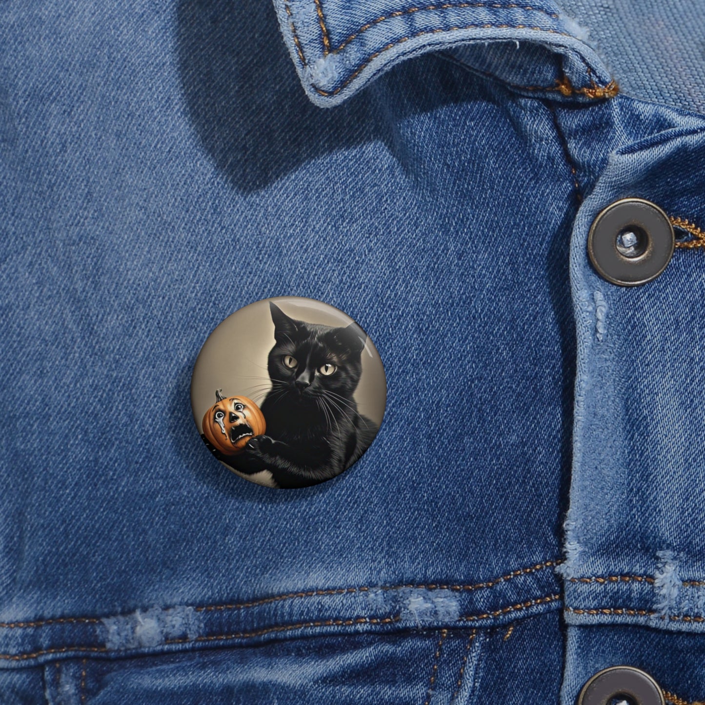 Halloween Black Cat Pin Button,Scary Cat,Holiday Accessory,Spooky,Pumpkin,unique