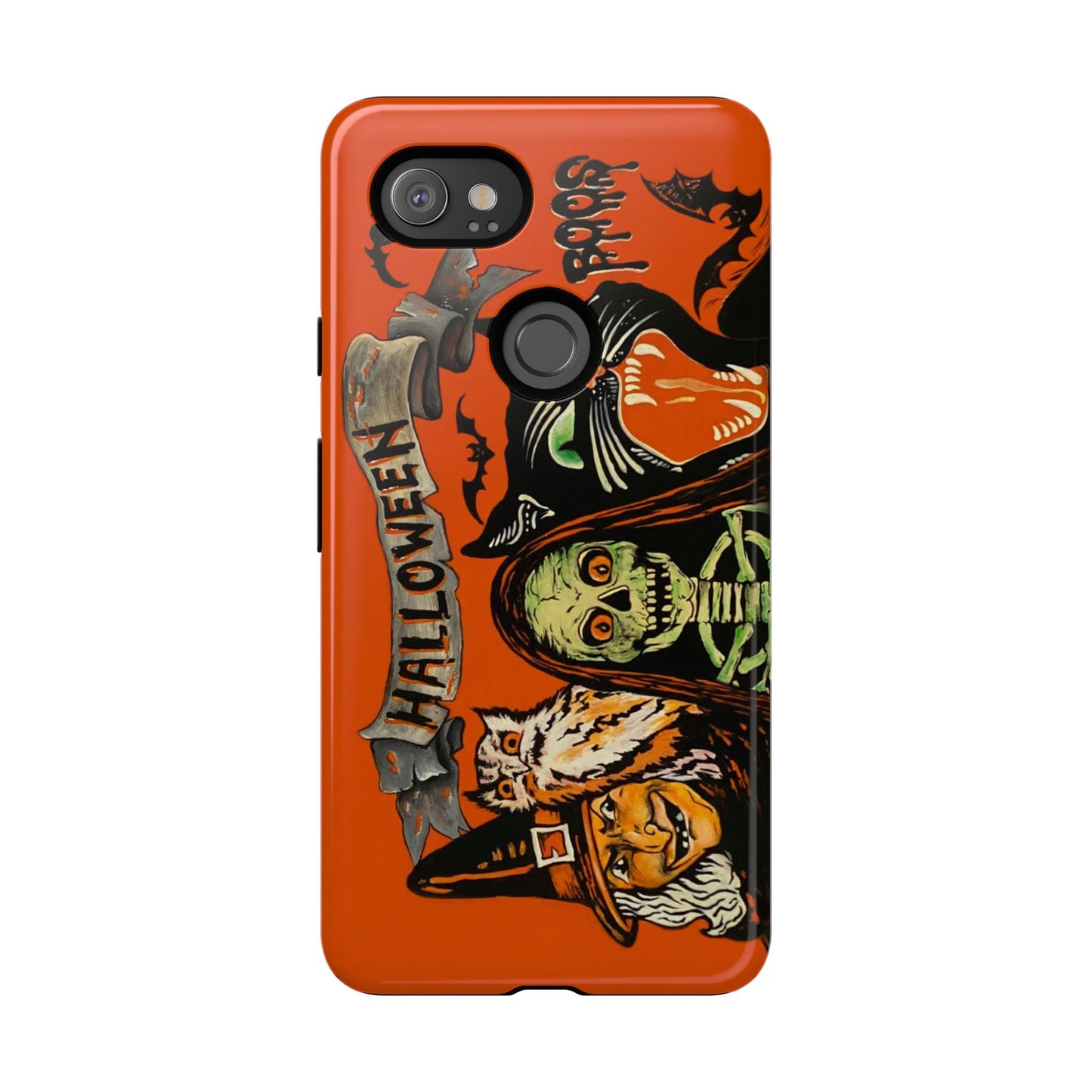 Vintage Halloween Phone Case,Tough Phone Cover,Spooky Accessory, Witch, Cat, Owl