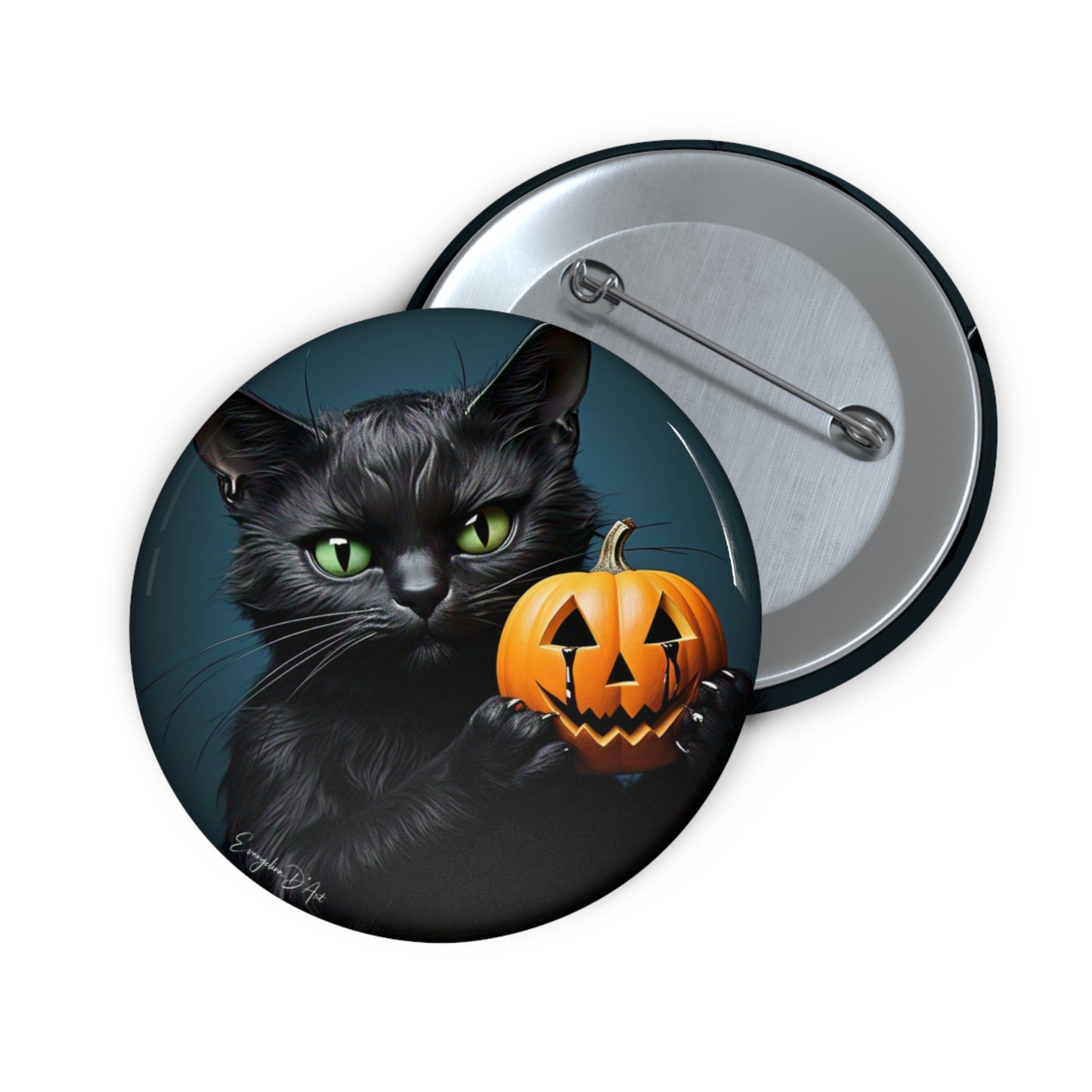 Happy Halloween,Cute Black Cat,Pin Button,Halloween Badge,Spooky Gift,Creepy,Art
