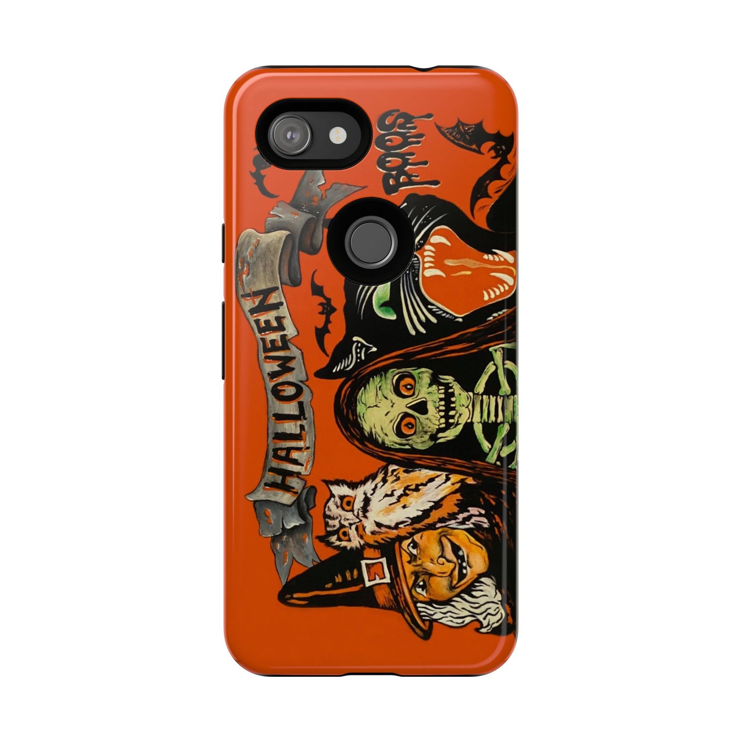 Vintage Halloween Phone Case,Tough Phone Cover,Spooky Accessory, Witch, Cat, Owl