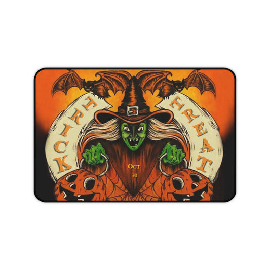 Vintage Halloween Desk Mat, Retro Style Writing Pad, Spooky Office Decor, Witchy