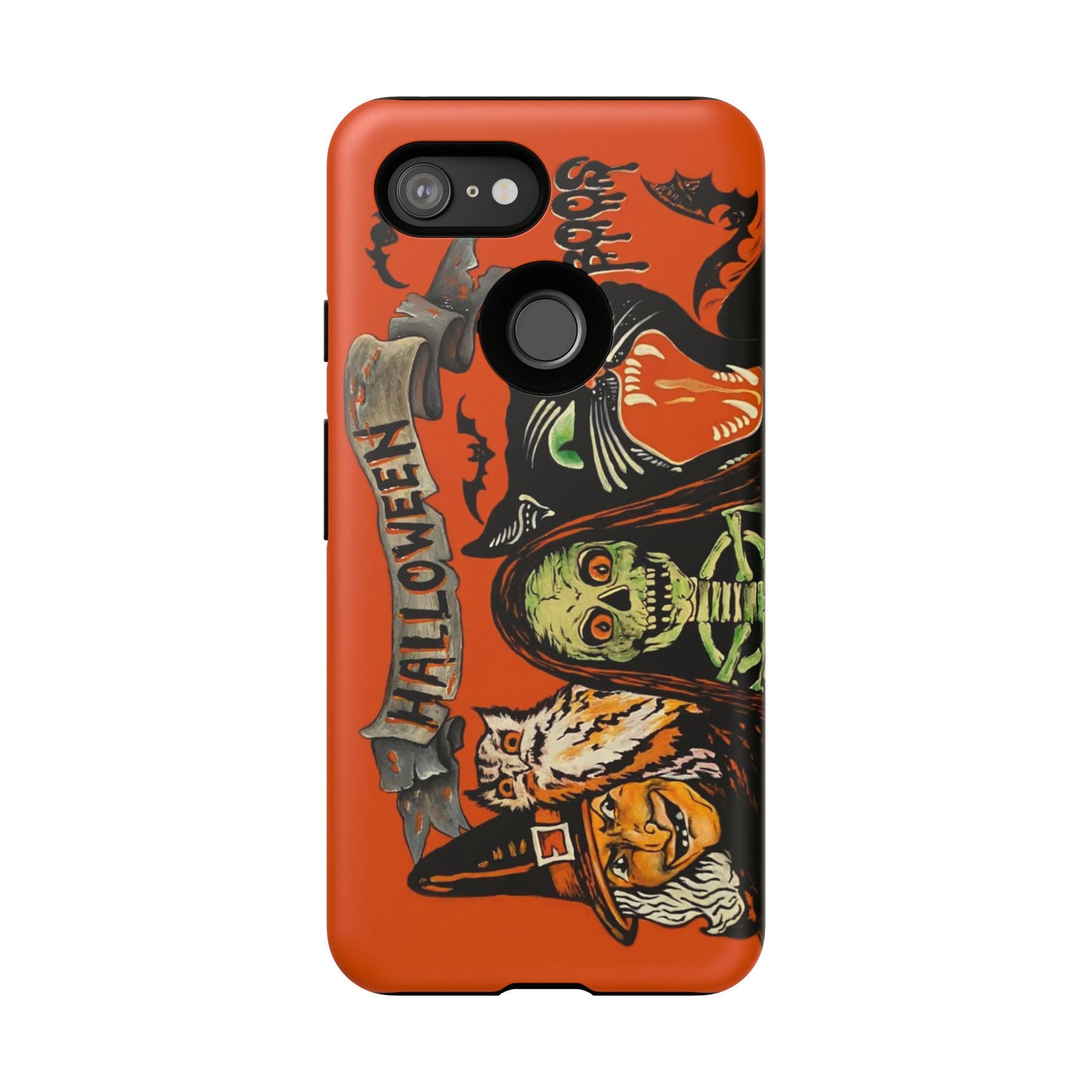 Vintage Halloween Phone Case,Tough Phone Cover,Spooky Accessory, Witch, Cat, Owl