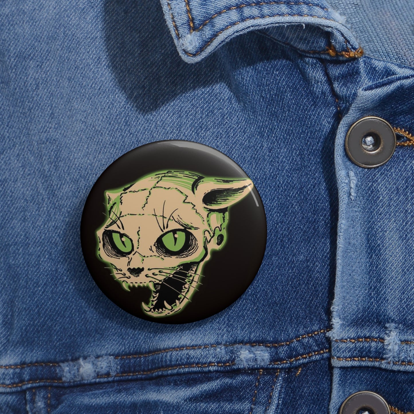 Retro Halloween Cat Pin Button,Vintage Badge,Witchy Accessories,All Hallows Eve