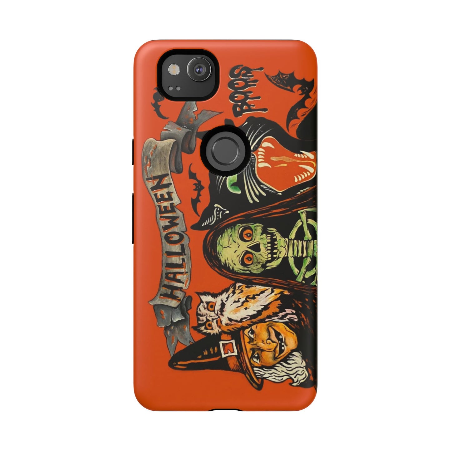 Vintage Halloween Phone Case,Tough Phone Cover,Spooky Accessory, Witch, Cat, Owl