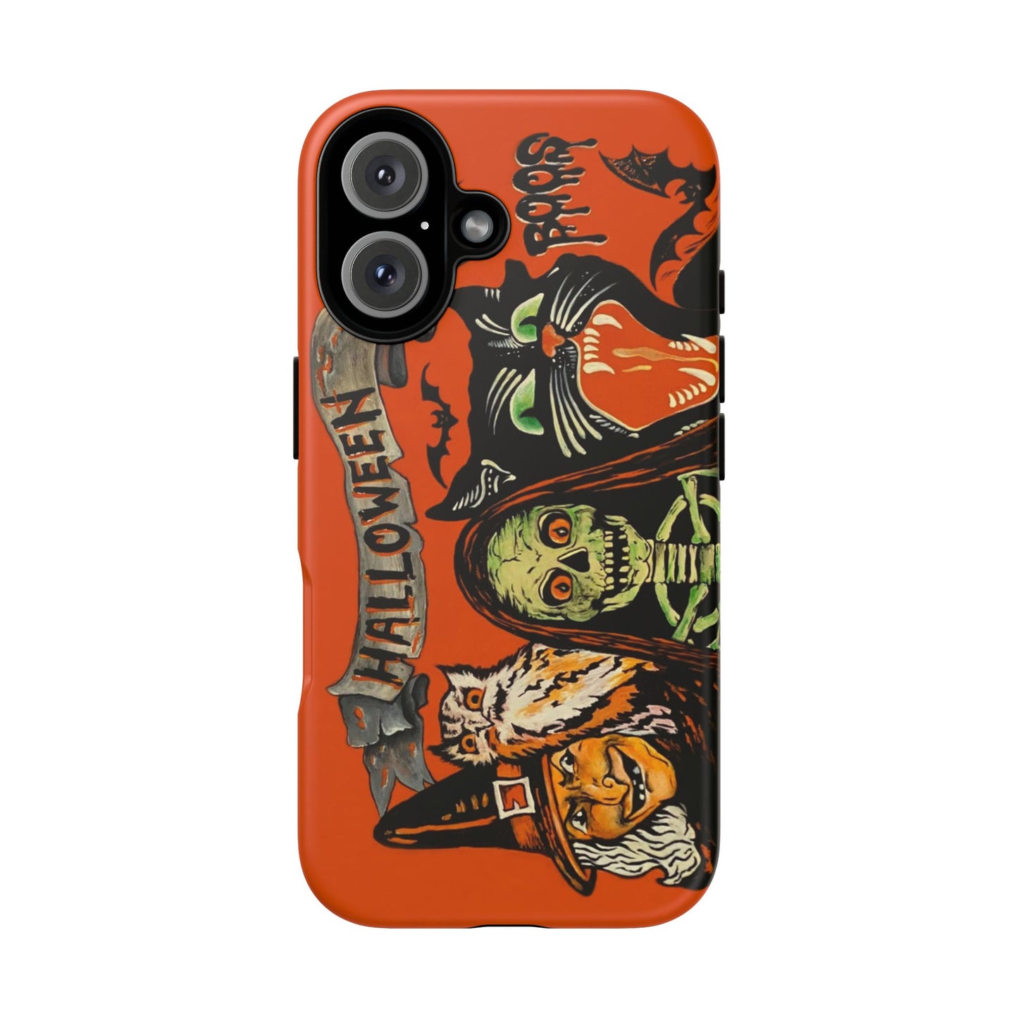 Vintage Halloween Phone Case,Tough Phone Cover,Spooky Accessory, Witch, Cat, Owl