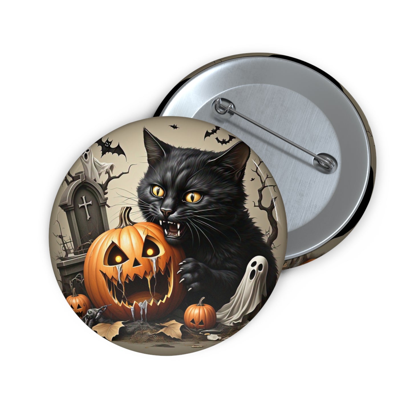 Black Cat Pin Button,Halloween Brooch,Halloween costume,Halloween Collectibles