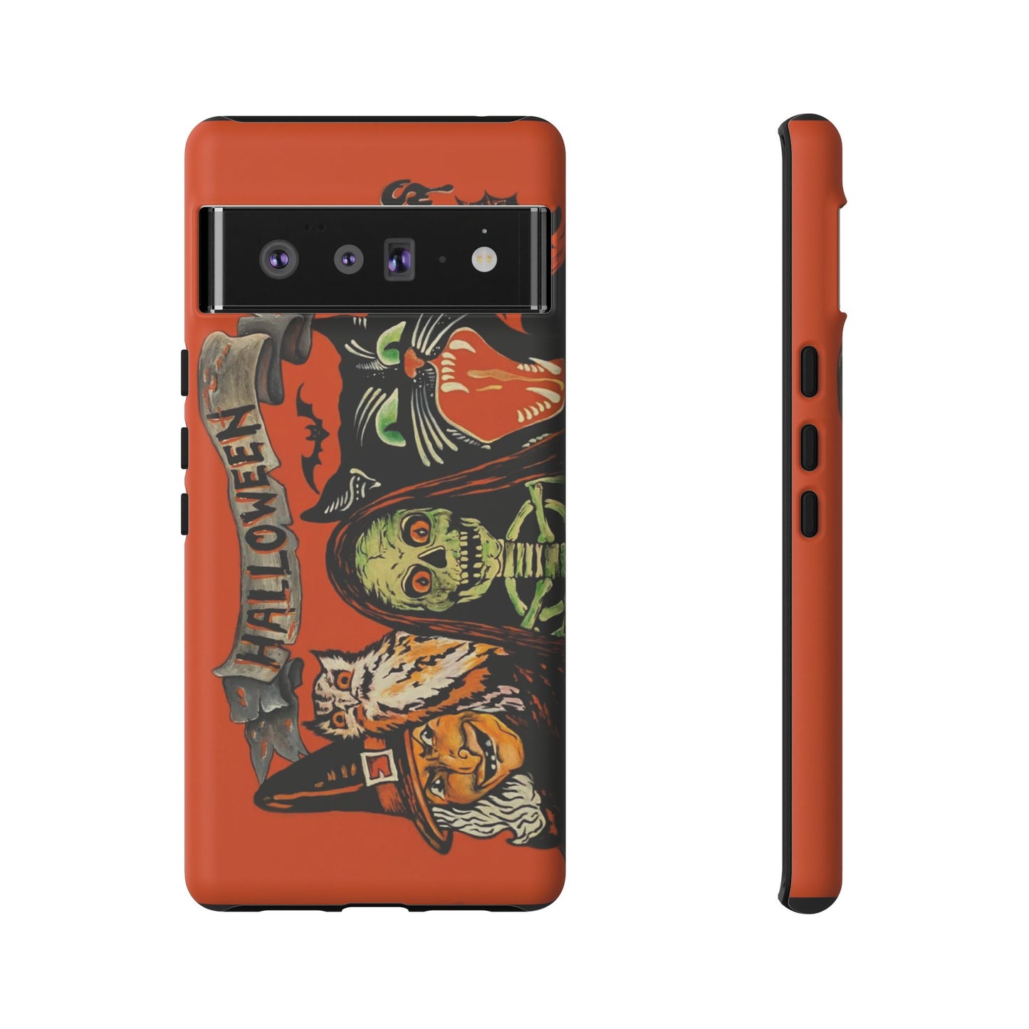 Vintage Halloween Phone Case,Tough Phone Cover,Spooky Accessory, Witch, Cat, Owl