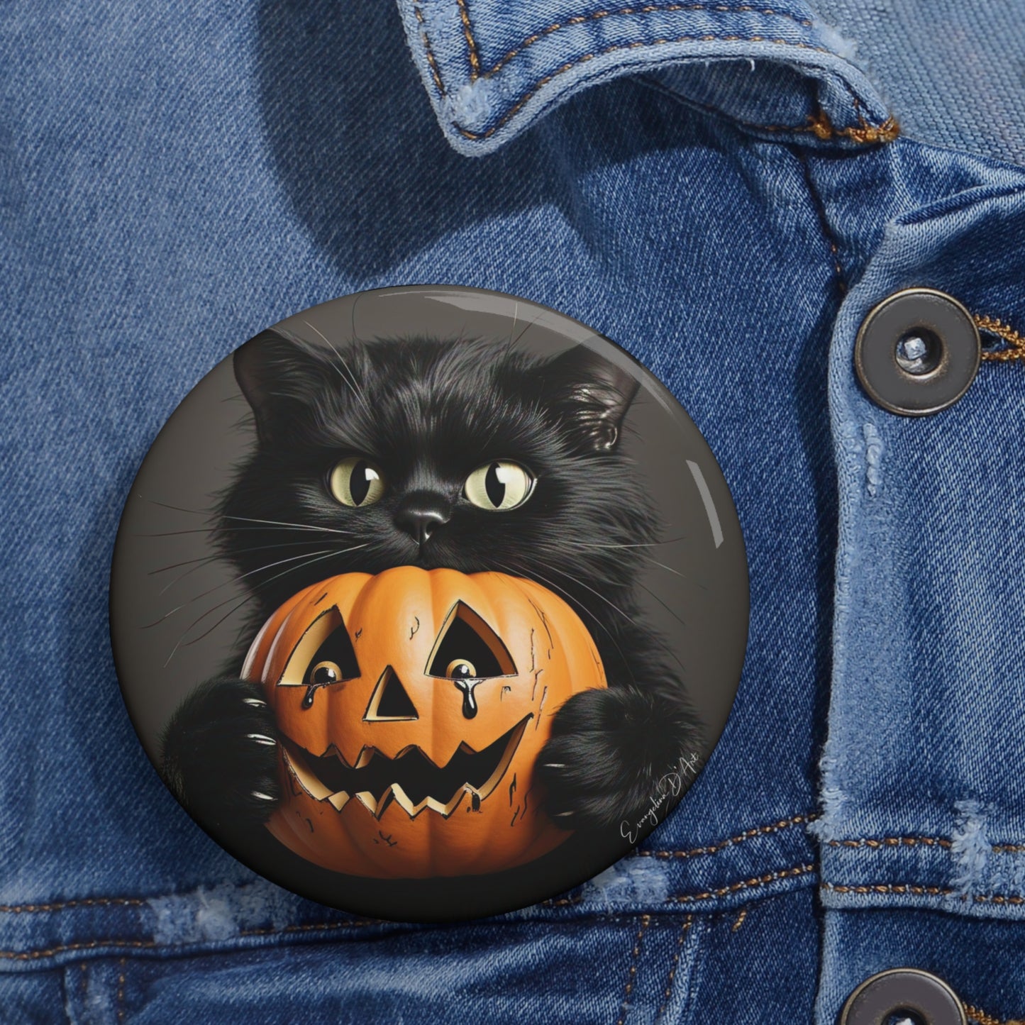 Halloween Black Cat,Pin Button,Brooch,Holiday Gift,Accessory,Trick or Treat,Boo