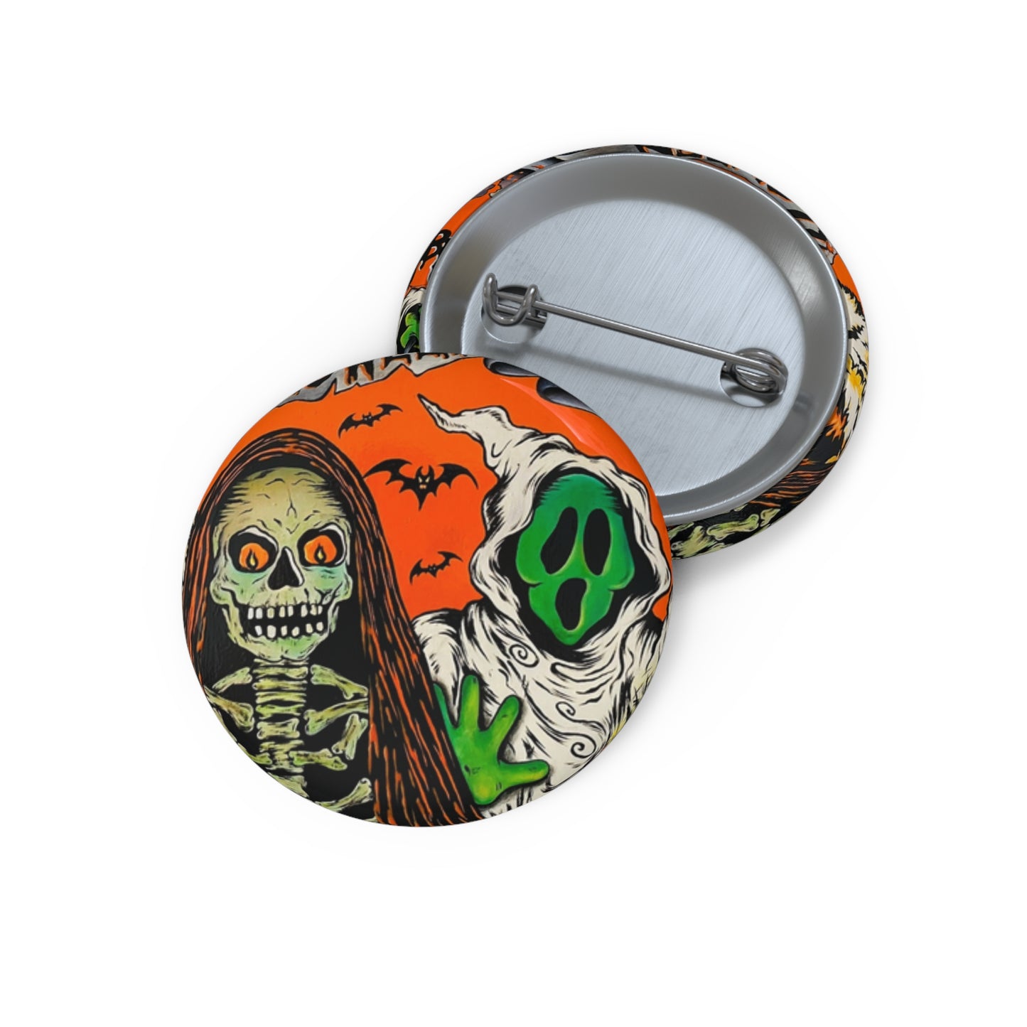 Vintage Halloween Skeleton Ghost Pin Button,Accessory,Halloween collectibles,Boo