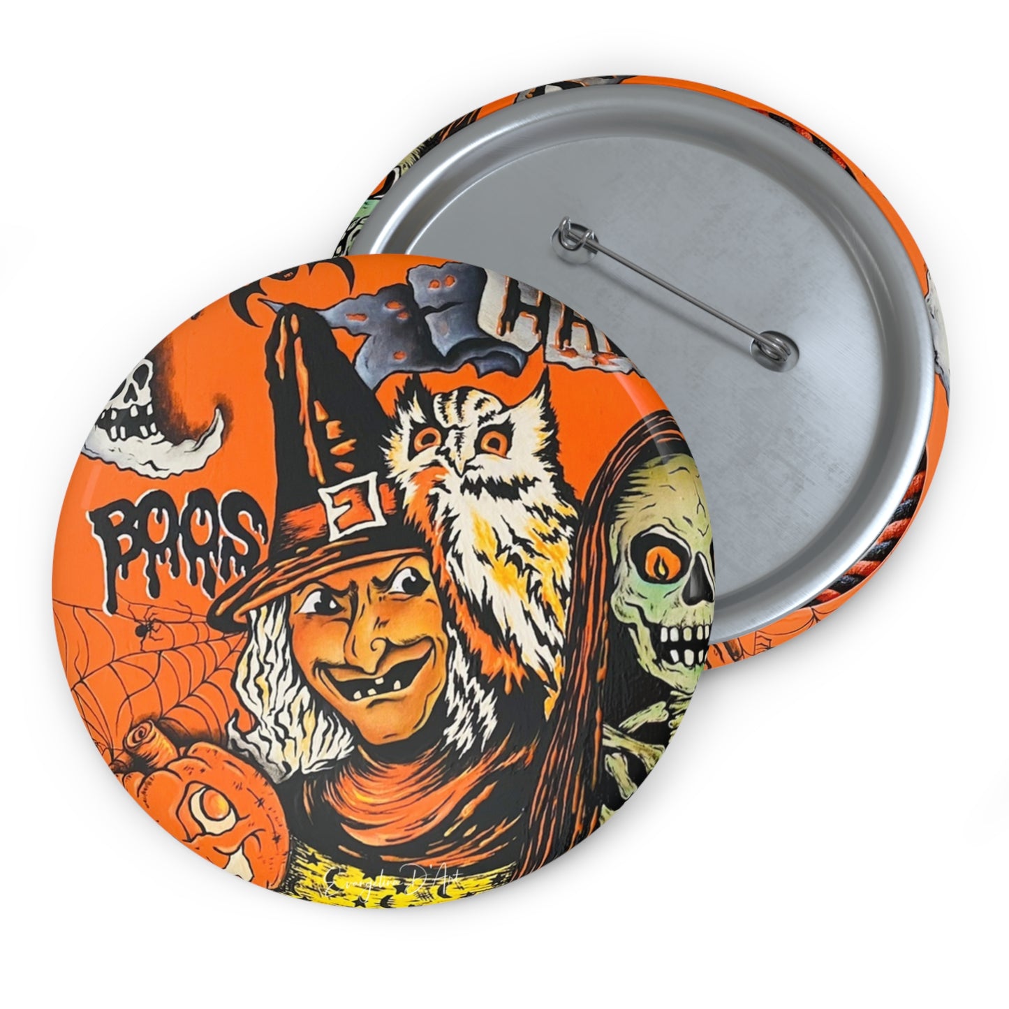 Vintage Halloween Witch Pin Button,Owl,Accessories,Halloween collectibles