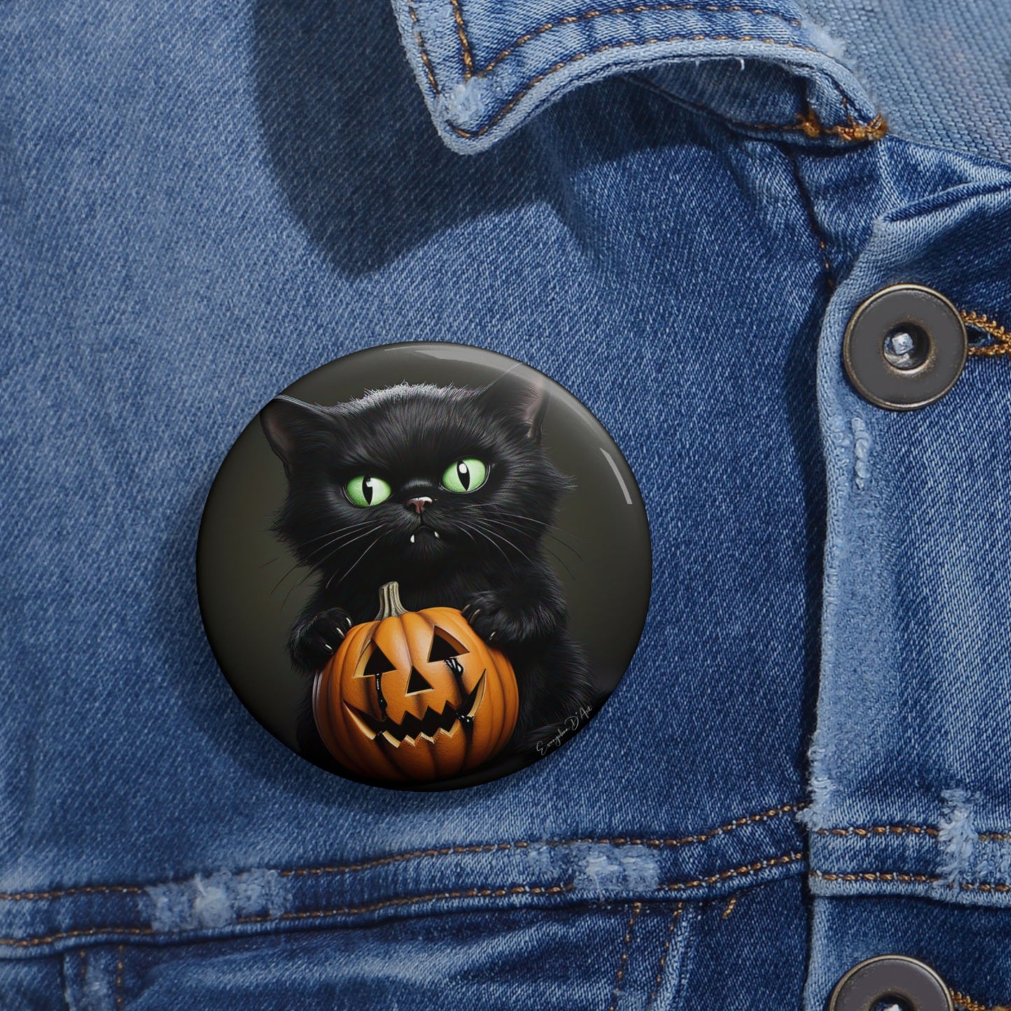 Halloween Gift,Cute Black Cat Pin Button,Cat Gift,Spooky Badge,Witchy Accessory