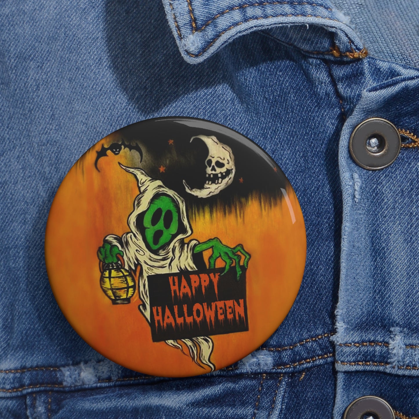 Halloween Ghost Pin Buttons,Spooky Gift,Accessories,Trick or Treat Pins,Haunted