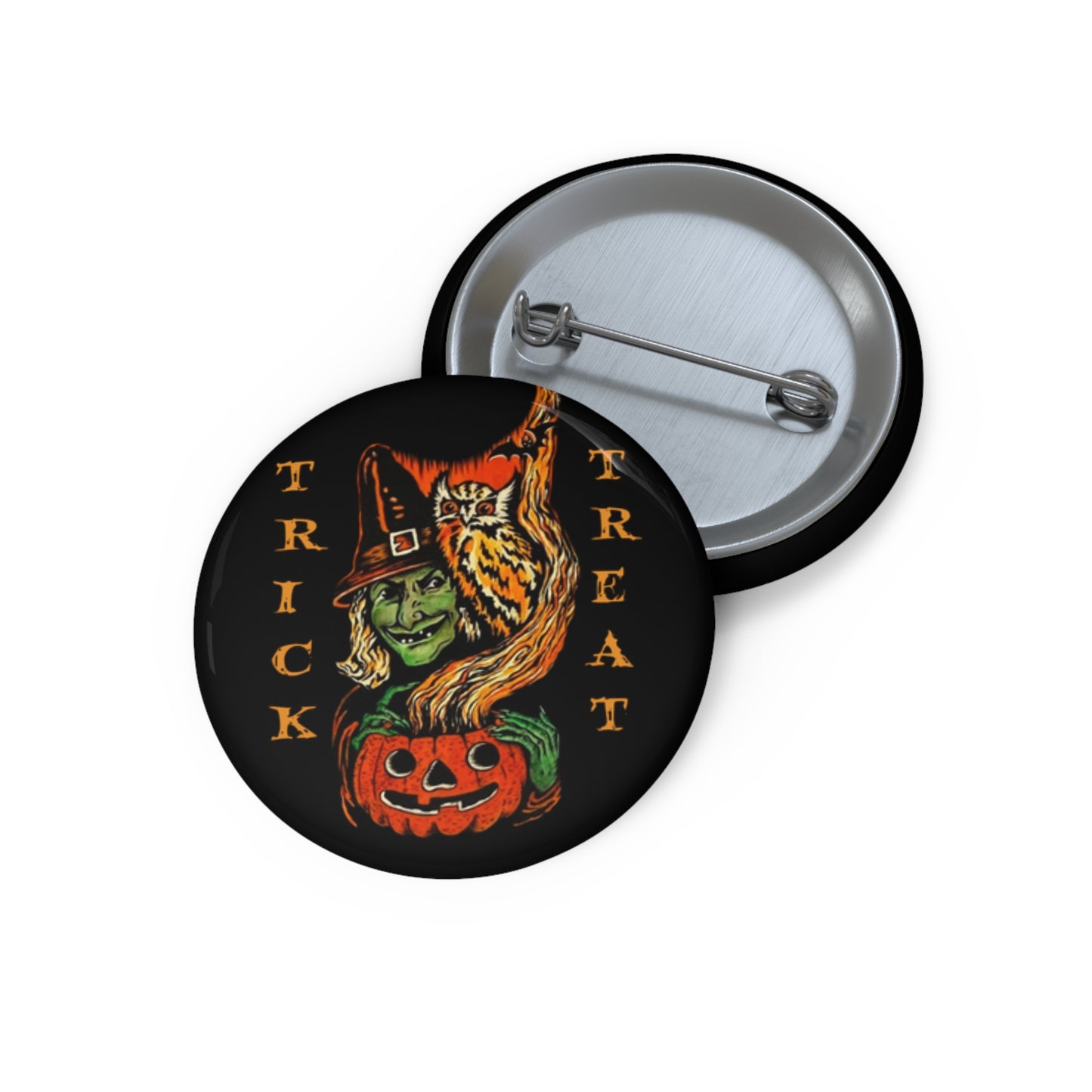 Halloween Witch Pin Button,Trick or Treat,Pumpkin,Owl,Badge Set,Spooky gift,boo