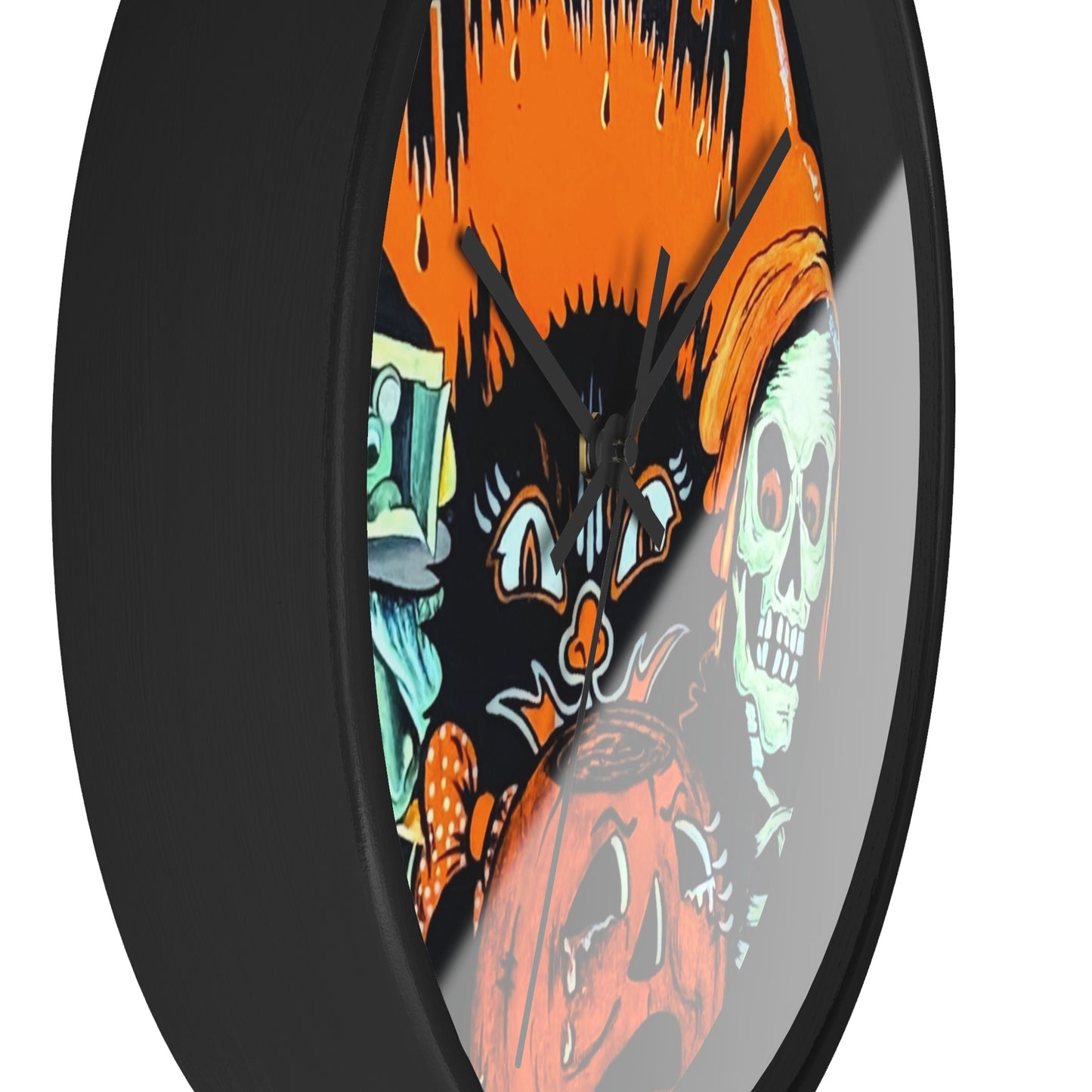 Halloween Wall Clock, Spooky Decor, Black Cat, Timepiece,Witch, Pumpkin,Skeleton