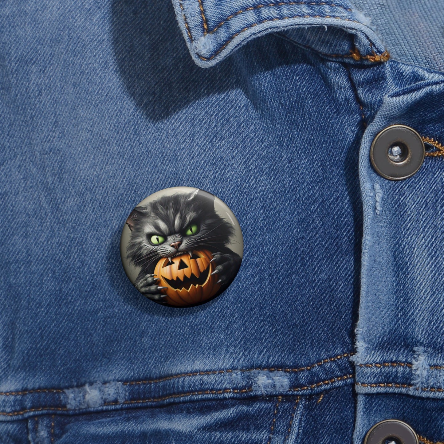 Halloween Black Cat Pin Button,Spooky Brooch,accessories,Pumpkin,trick or treat