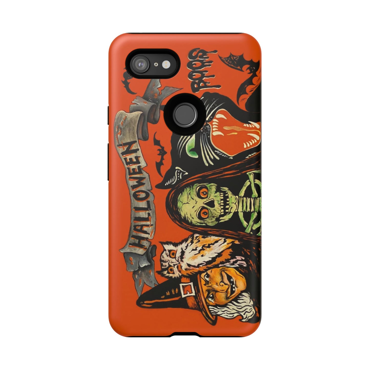 Vintage Halloween Phone Case,Tough Phone Cover,Spooky Accessory, Witch, Cat, Owl
