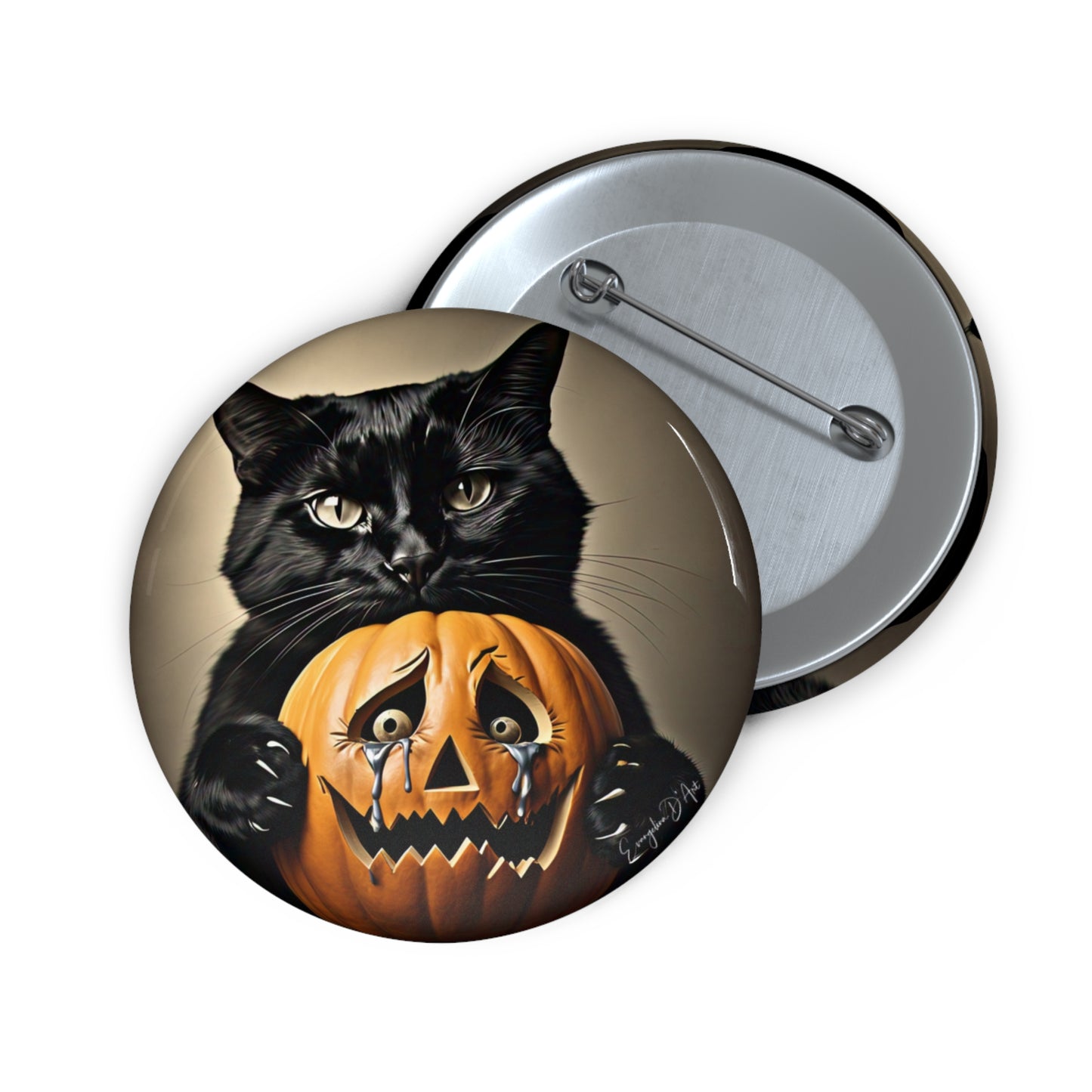 Scary Halloween Pumpkin,Cat Pin Button,Haunted,Brooch,Retro,Holiday Gift,Spooky
