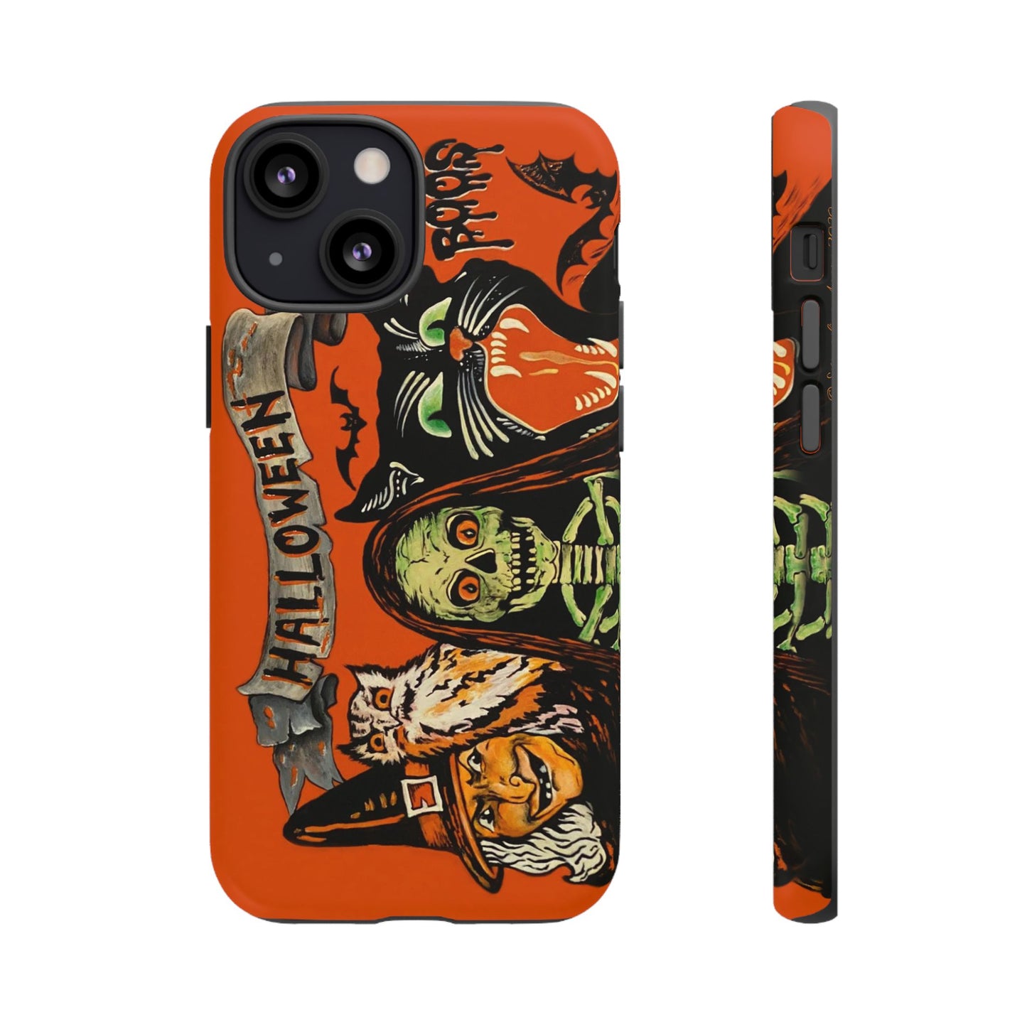 Vintage Halloween Phone Case,Tough Phone Cover,Spooky Accessory, Witch, Cat, Owl