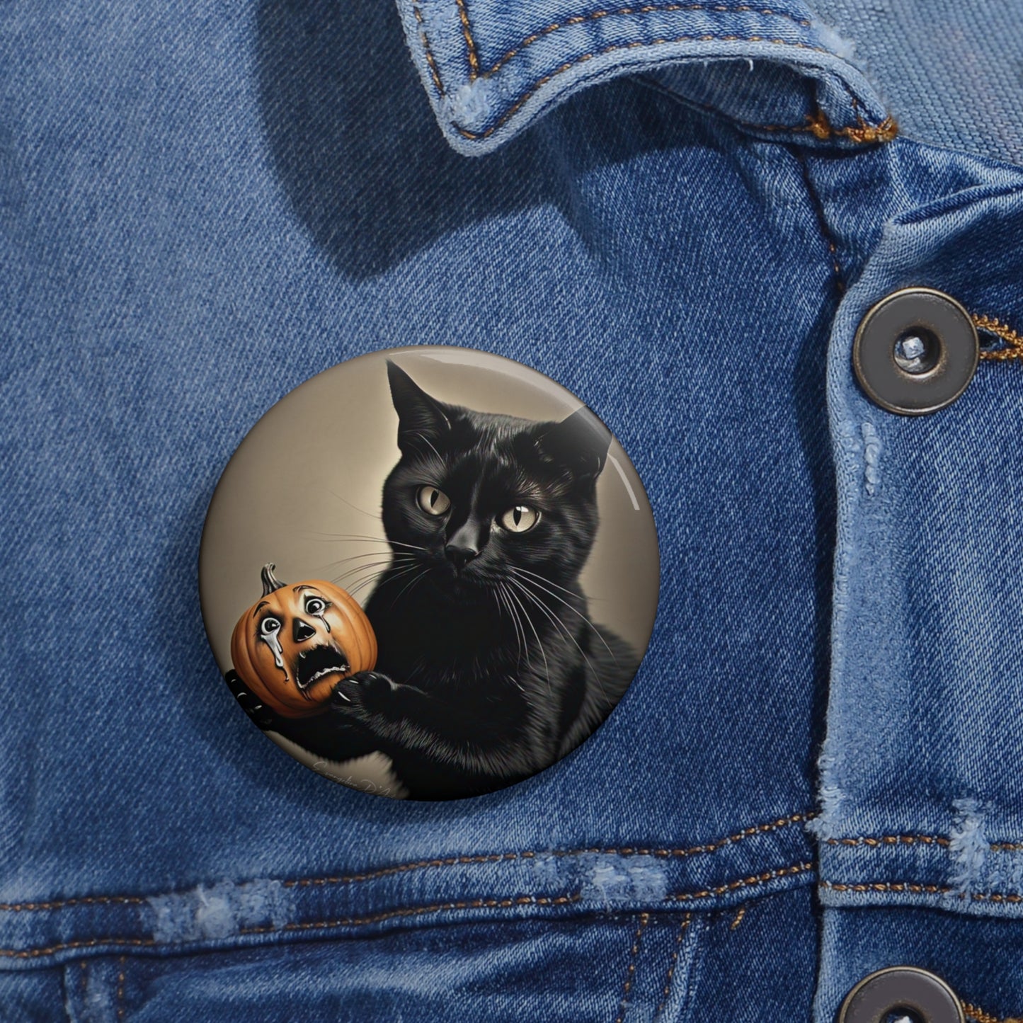 Halloween Black Cat Pin Button,Scary Cat,Holiday Accessory,Spooky,Pumpkin,unique