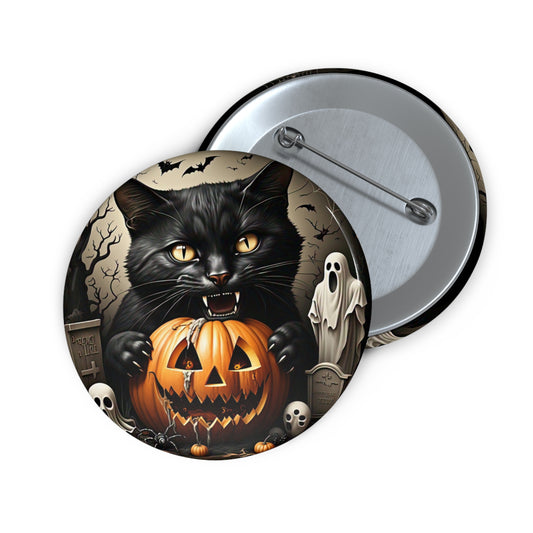 Halloween Black Cat Pin Button,Holiday Accessory,Spooky gift,Trick or Treat,Boo