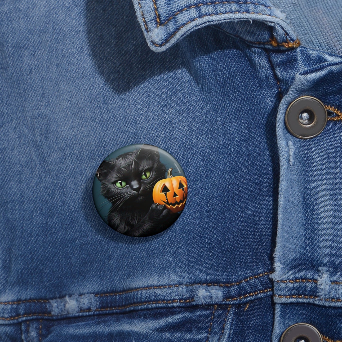 Happy Halloween,Cute Black Cat,Pin Button,Halloween Badge,Spooky Gift,Creepy,Art