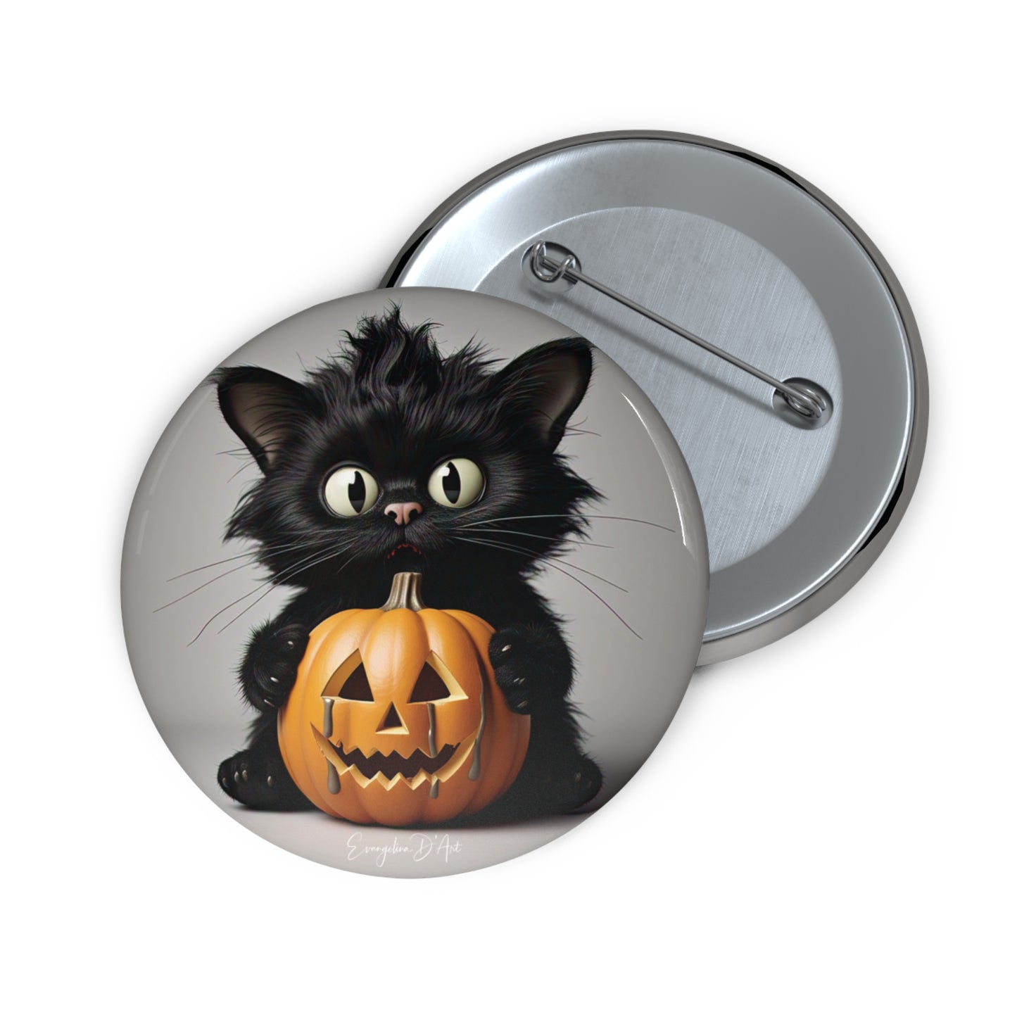 Cute Black Cat,Halloween Pin Button,Scary Brooch,Custom Pin Badge,Cat Lover Gift