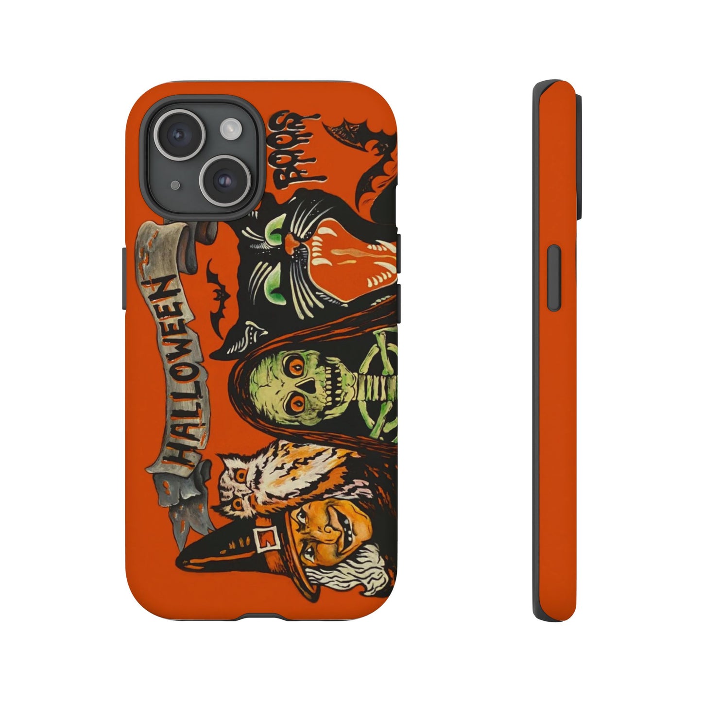 Vintage Halloween Phone Case,Tough Phone Cover,Spooky Accessory, Witch, Cat, Owl