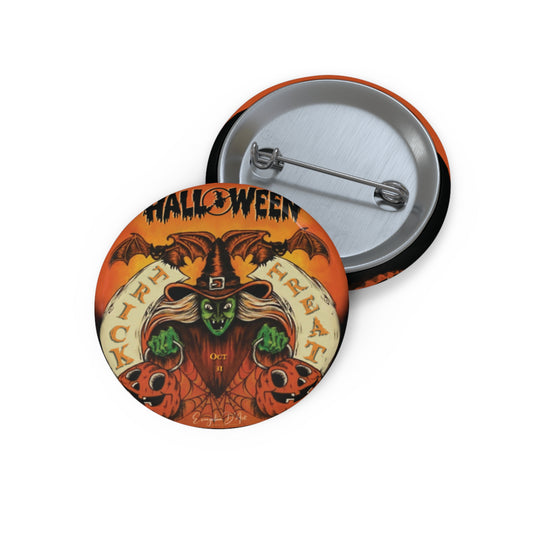 Trick orTreat Pin Button,Halloween Witch,Pins for Jackets and Hats,Spooky Gift,