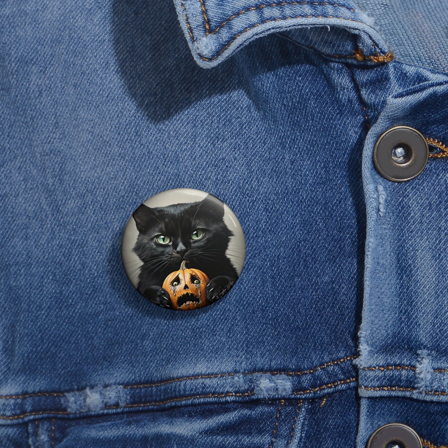 Black Cat Pin Button,Halloween Badge,Custom Pin Buttons,Cat Lover Gift,Haunted