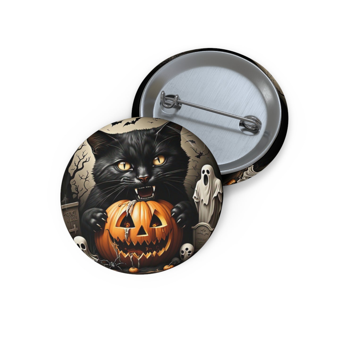 Halloween Black Cat Pin Button,Holiday Accessory,Spooky gift,Trick or Treat,Boo