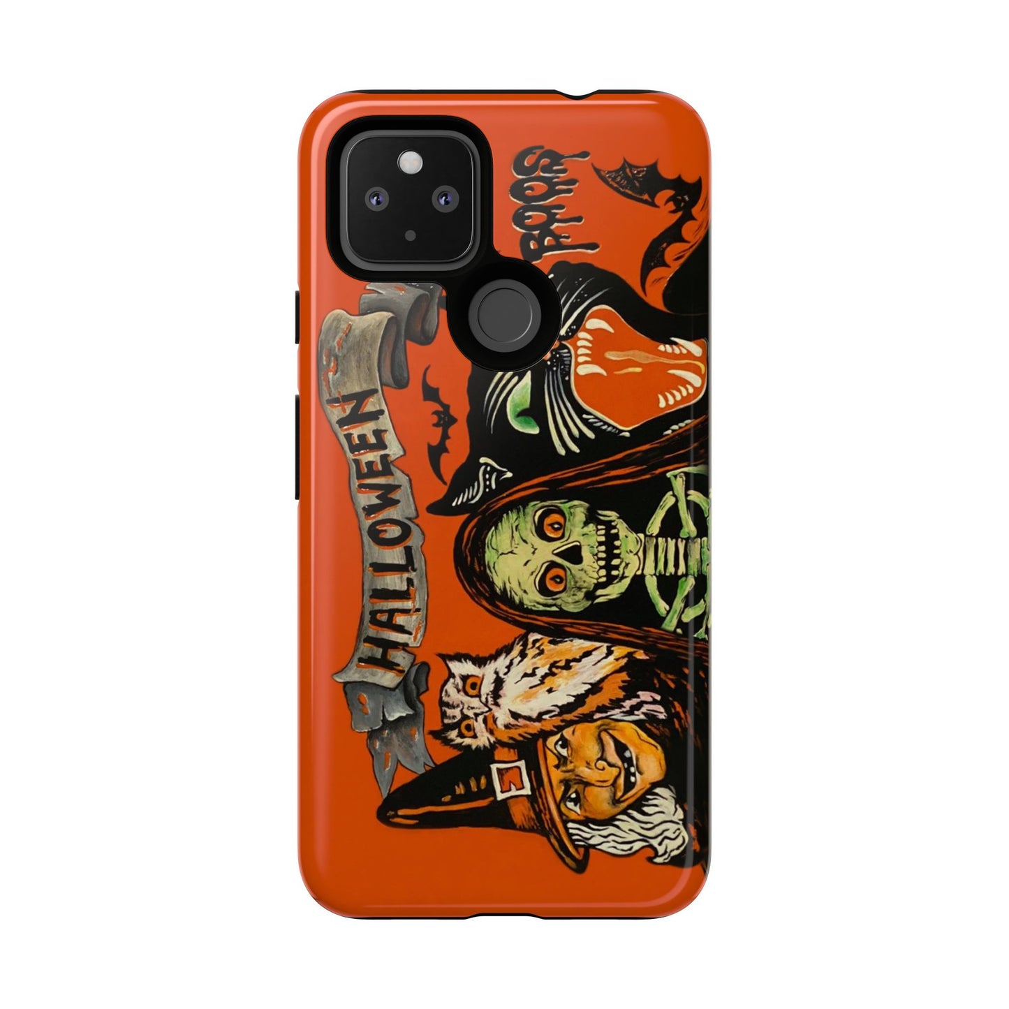 Vintage Halloween Phone Case,Tough Phone Cover,Spooky Accessory, Witch, Cat, Owl
