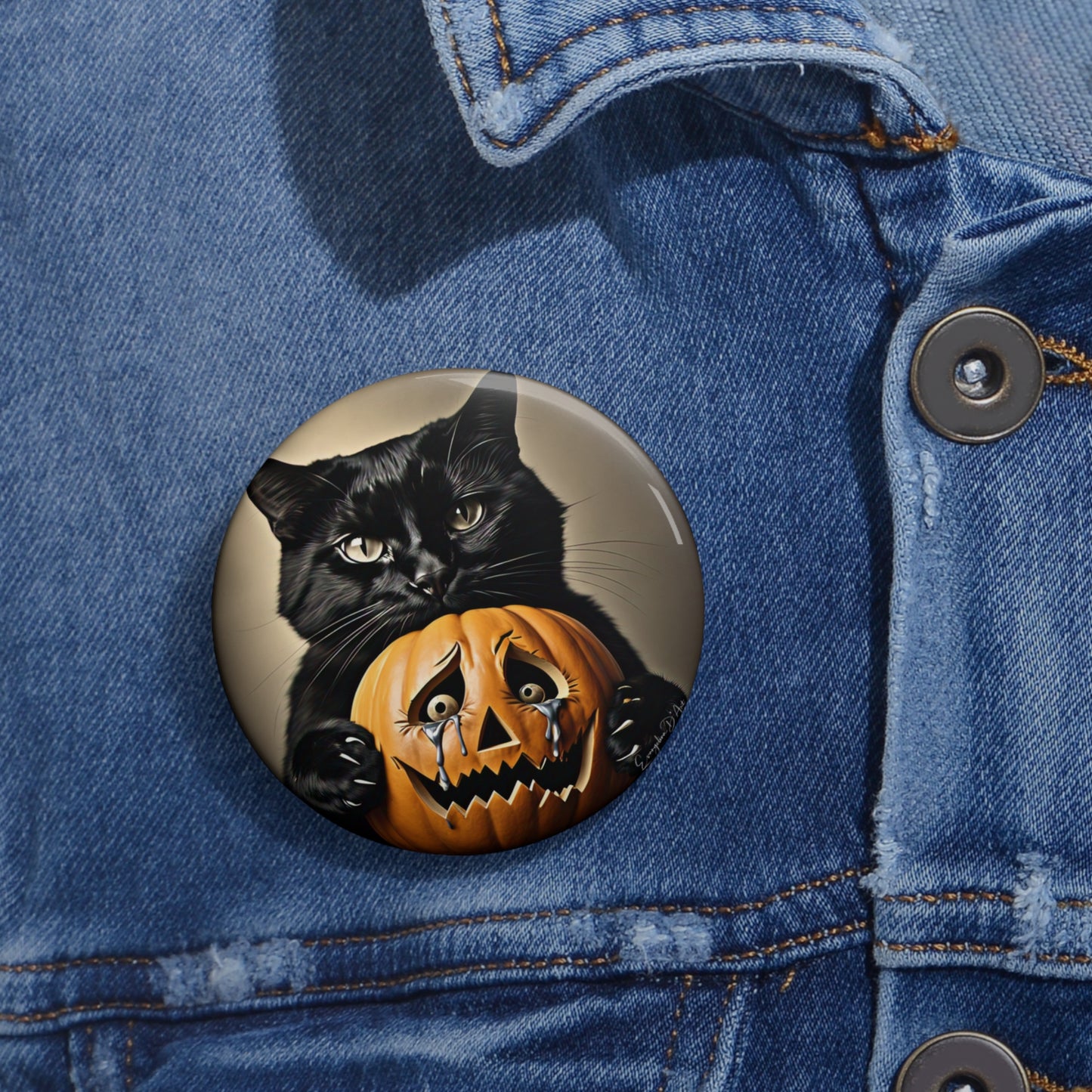 Scary Halloween Pumpkin,Cat Pin Button,Haunted,Brooch,Retro,Holiday Gift,Spooky