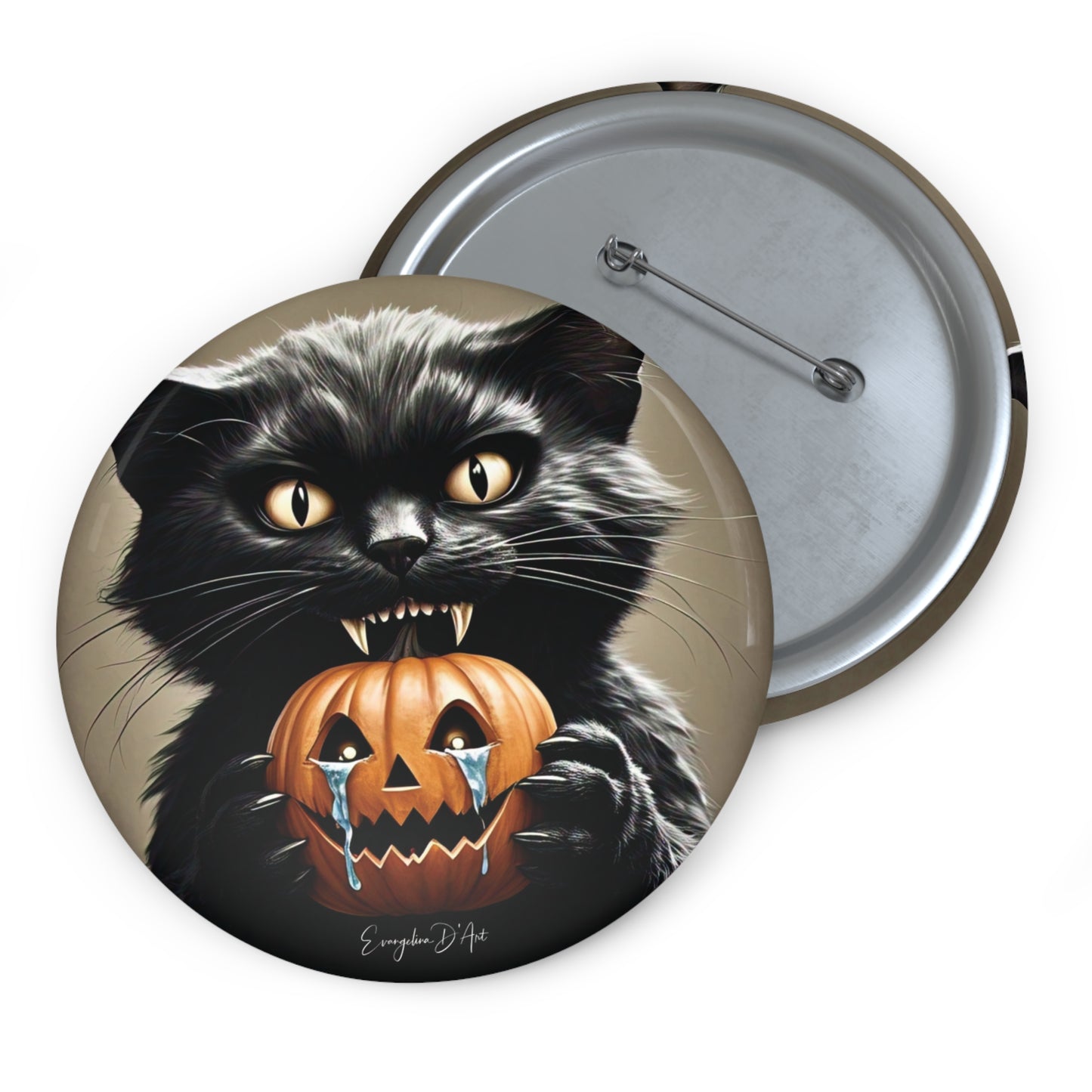 Halloween Pin Button,Scary,Black Cat,Brooch,Badge,Retro,Holiday Accessory,Spooky